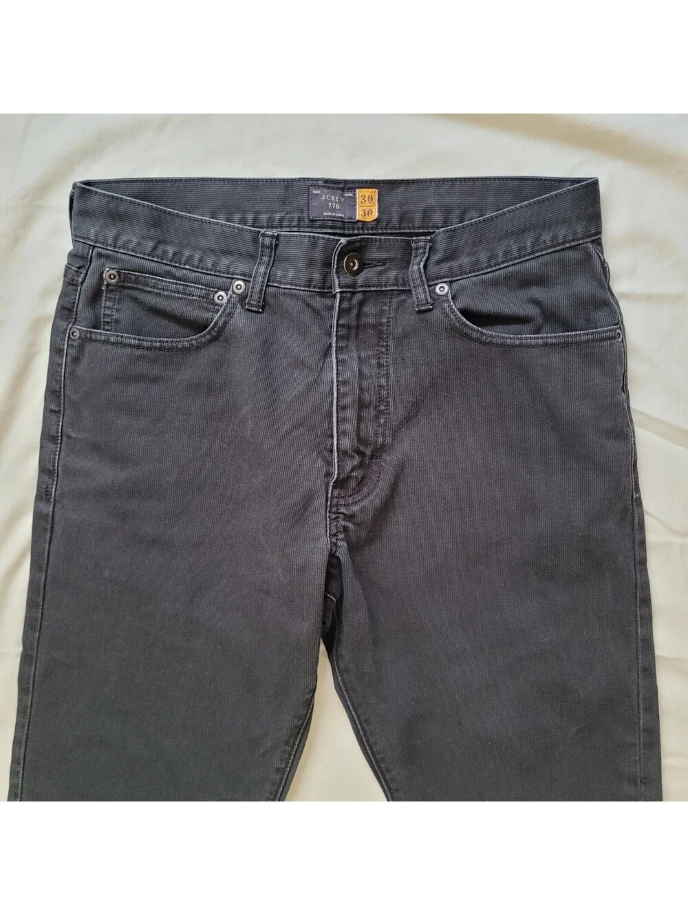 J.Crew 770 Straight Fit Pinwale Corduroy Pants Men's 30x30 Black B0202